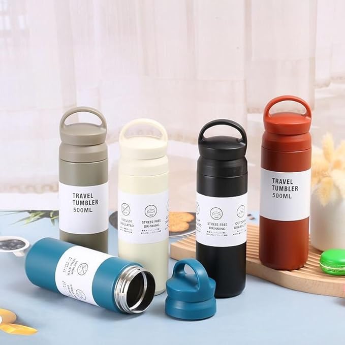 Stainless Steel Insulated Water Bottle, Matte Black, 500ML