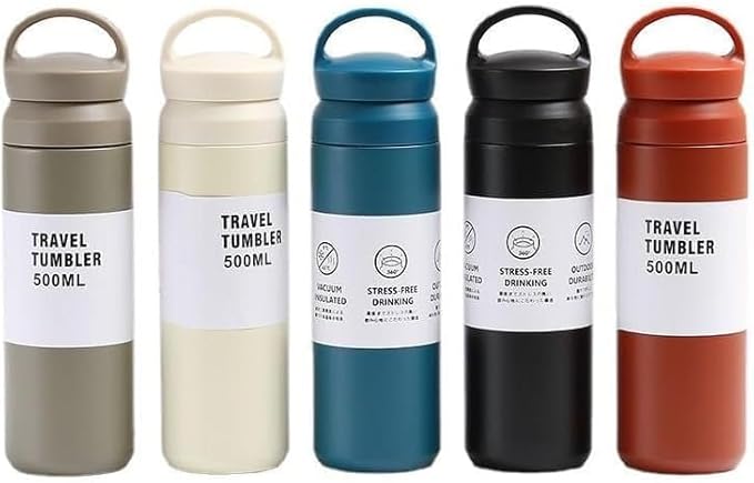 Stainless Steel Insulated Water Bottle, Matte Black, 500ML
