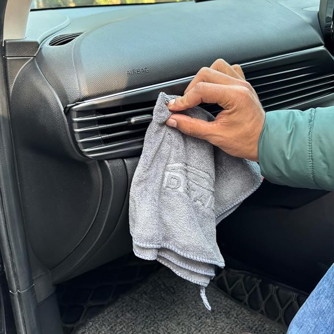 DETAILZ Microfiber Car Cleaning Cloth - Soft 380 GSM Large -40x40 CM, Microfiber Cloth for Car and Bike, Pack of 2