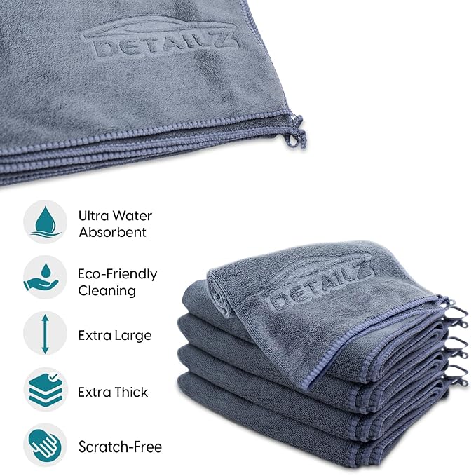 DETAILZ Microfiber Car Cleaning Cloth - Soft 380 GSM Large -40x40 CM, Microfiber Cloth for Car and Bike, Pack of 1