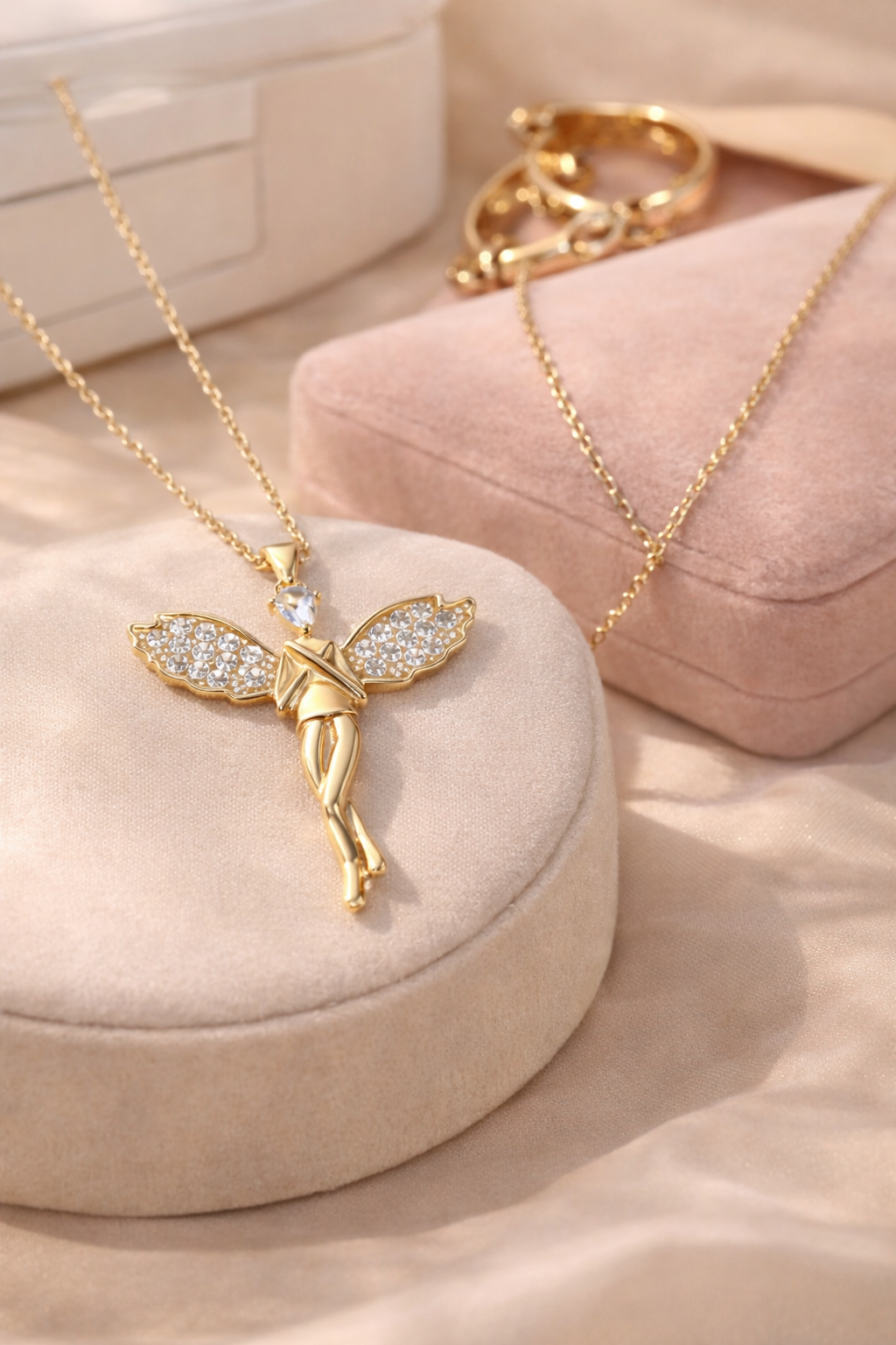Anti-Tarnish Fairy Pendant Necklace for Women Angel Pendant