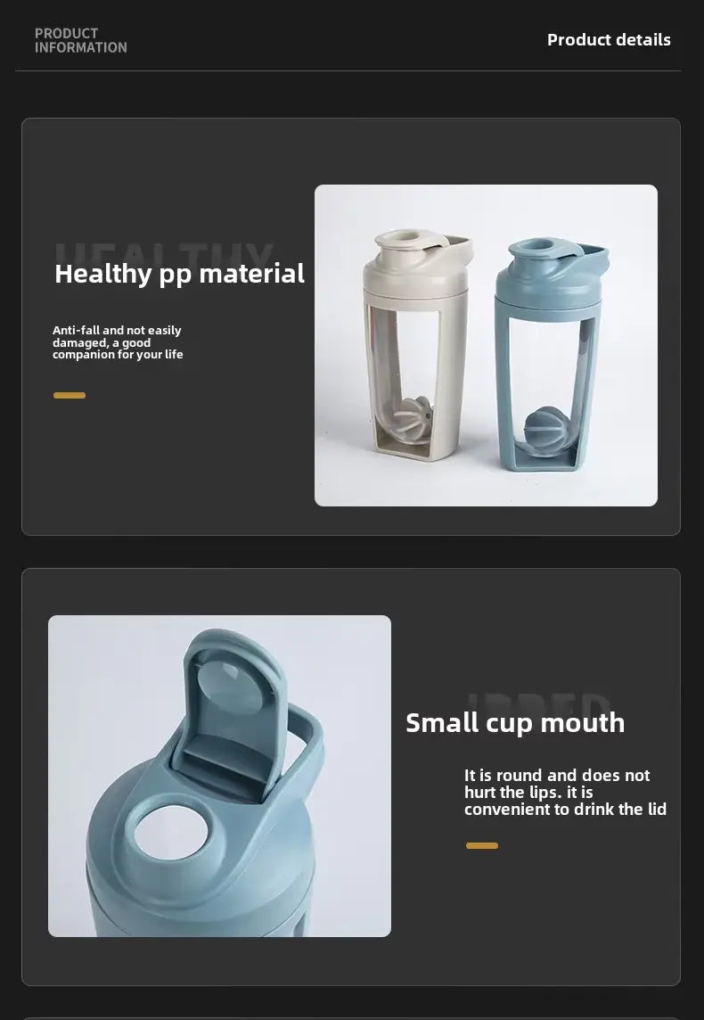 Plastic Portable Shaker Bottle with Scale Modern Fitness Sports Protein Powder