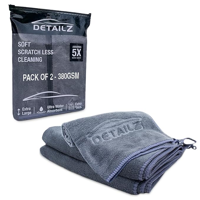 DETAILZ Microfiber Car Cleaning Cloth - Soft 380 GSM Large -40x40 CM, Microfiber Cloth for Car and Bike, Pack of 1