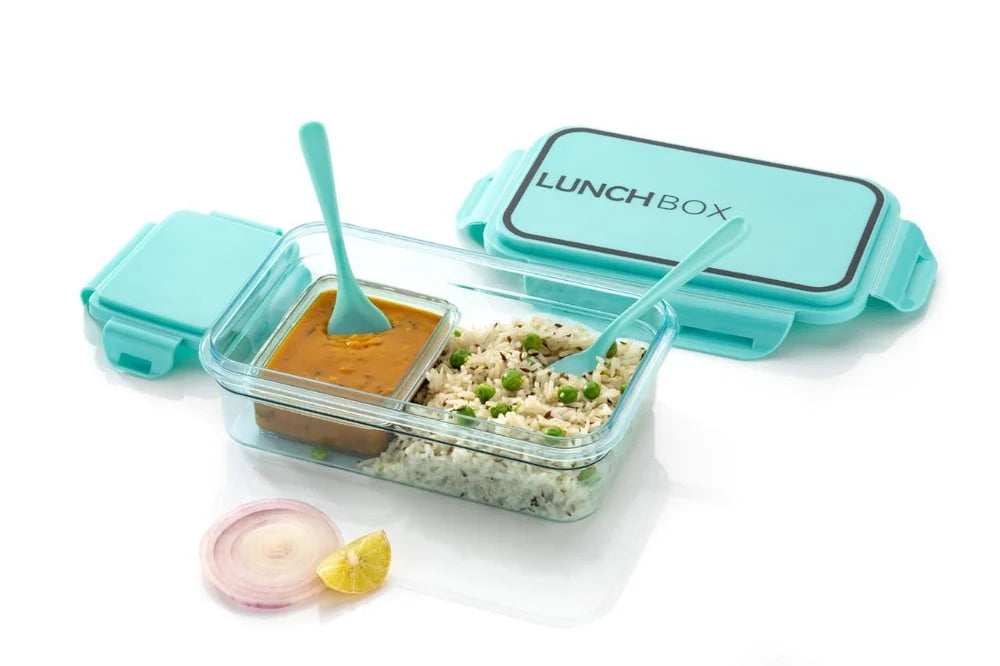 Classic Transparent Lunch Box - 4 Compartment Plastic Tiffin Box